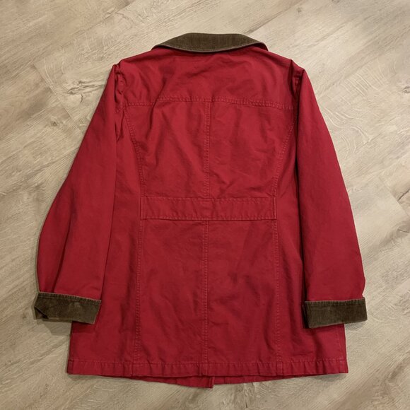 Vintage LL Bean Chore Jacket Red Canvas Flannel Lined Corduroy Trim Women's Med - Picture 6 of 8